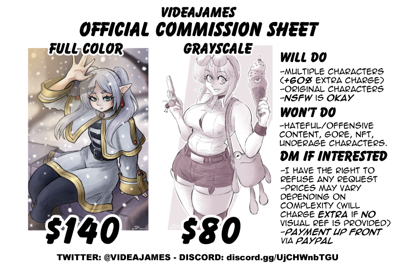 Opening comms one last time this month! You know the deal, message me on here or on Discord if interested! RTs appreciated!
