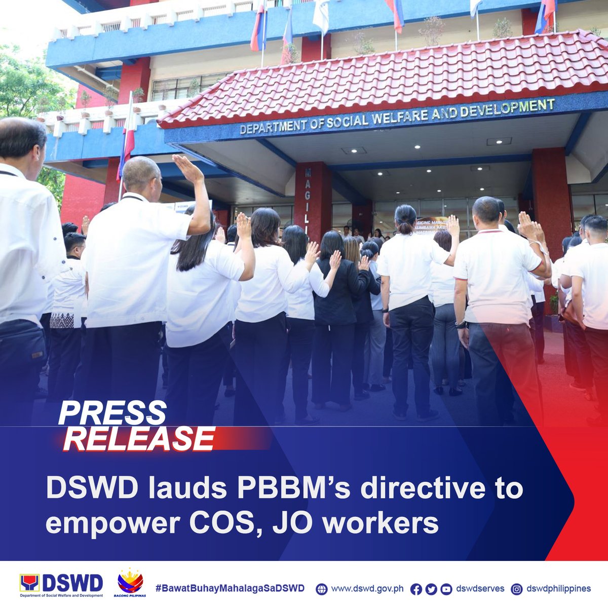 𝗗𝗦𝗪𝗗 𝗣𝗥𝗘𝗦𝗦 𝗥𝗘𝗟𝗘𝗔𝗦𝗘: DSWD lauds PBBM’s directive to empower COS, JO workers The Department of Social Welfare and Development (DSWD) has lauded the recent directive from President Ferdinand R. Marcos Jr. to enhance the opportunities for Contract of Service (COS)…