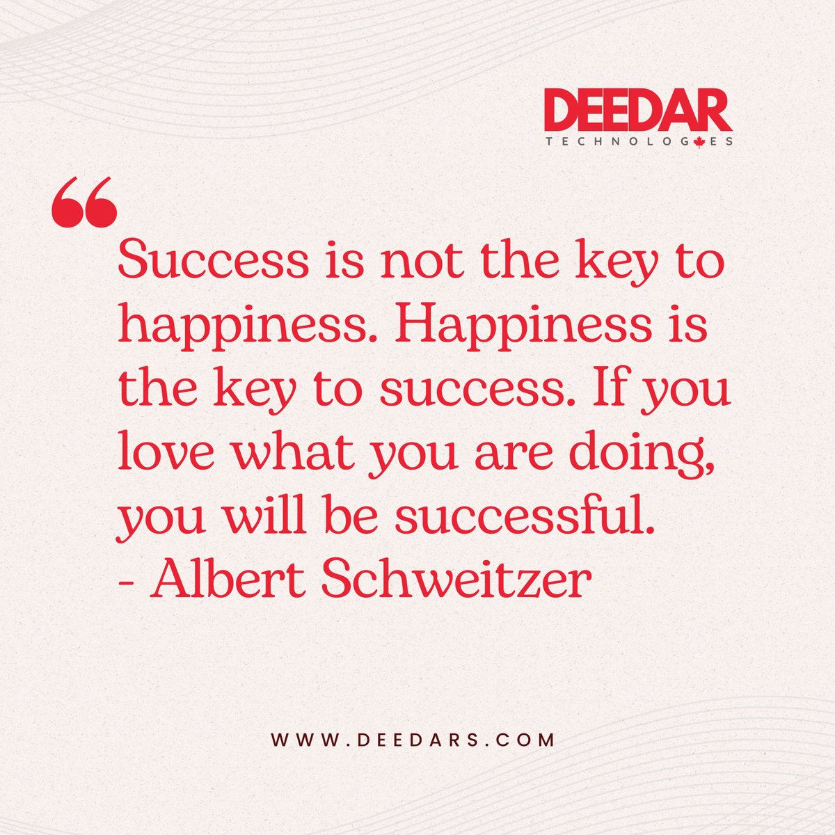 deedar_tech's tweet image. Passionate advocate of finding joy in work. Embracing Albert Schweitzer&apos;s wisdom: &quot;Success is not the key to happiness. Happiness is the key to success.&quot; Believer in the power of loving what you do for true success.

#DeedarTechnologies #DeedarTech #Success #BusinessSucess