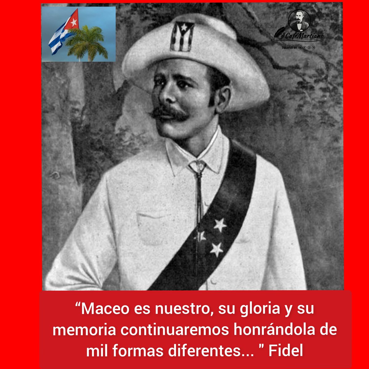 Buenos días 🇨🇺 #CaféMartiano
En dias de Patria escribe Martí a Maceo

✍️“Ud. es imprescindible a Cuba. Ud. es para mí- y lo digo a boca llena y a pluma continua- uno de los hombres más enteros y pujantes, más lúcidos y útiles, de Cuba”. 

✍️'Honrar, honra'.

#CubaViveEnSuHistoria