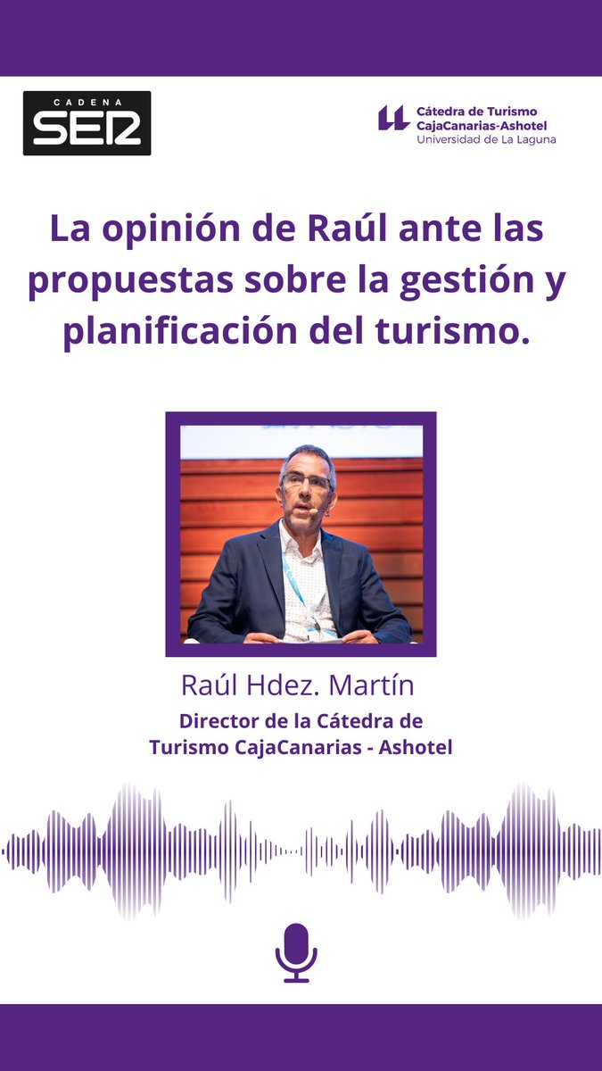 📣 ¡No te pierdas la intervención de Raúl Hernández @rahernan65 del pasado miércoles 24 de abril en Radio Club Tenerife de CadenaSer!

🔗Accede al enlace: shorturl.at/dipOY

#TurismoSostenibile #Sostenibilidad #Canarias

@ULL @RadioCampusULL @FundacionFYDE  @Ashotel