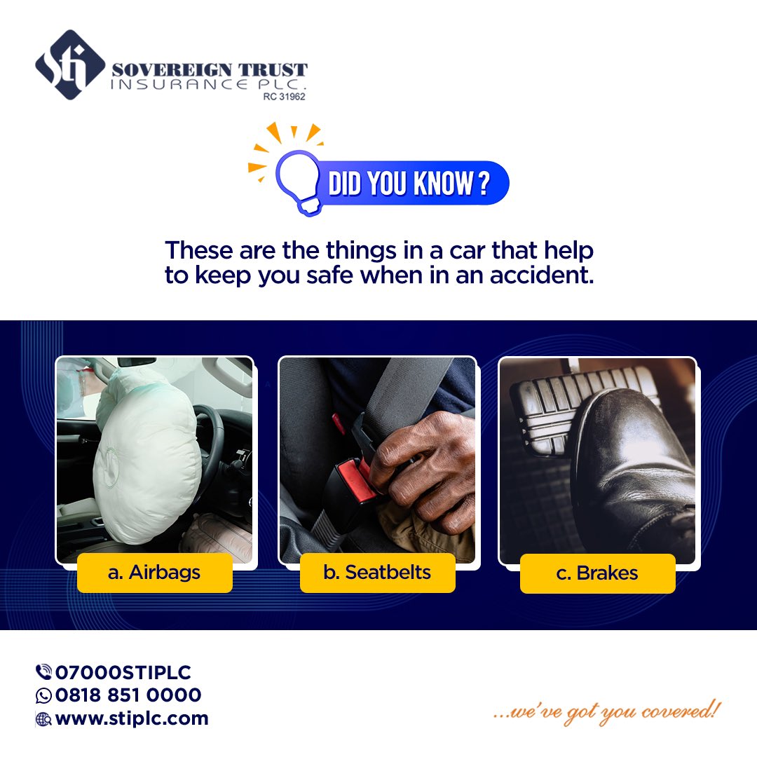 Can you remember when any of these saved you, tell us in the comments.  

Don't forget to get the ultimate safety for your car which is our Motor Insurance 

#SovereignTrustInsurance #motorinsurance #autoinsurance #sti