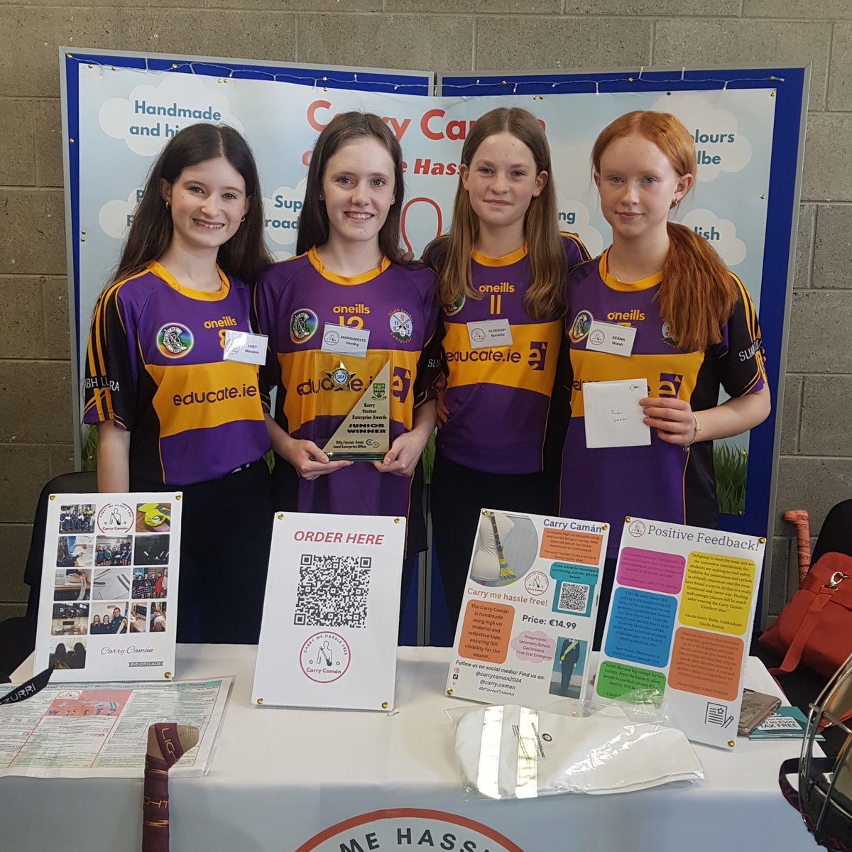 Meet the Kingdom's Junior Category winners - Carry Camán from Presentation Secondary School, Castleisland. They have created a High visibility hurley and sliotar holder.

#TeamKerry #StudentEnterprise
