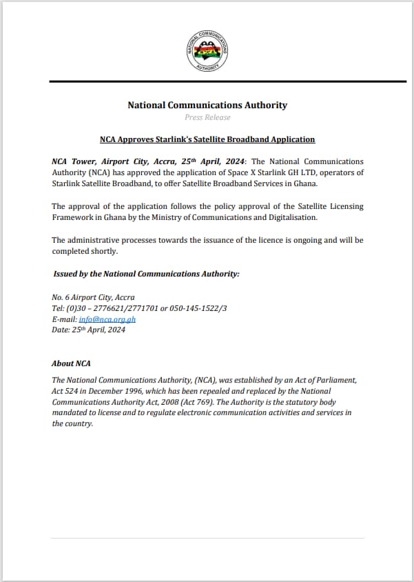 A few weeks ago, part of Africa experienced Internet disruption. It had a severe impact on lives and businesses in Ghana. Gov't saw the need to fast-track the alternative source of the Internet Today, Govt has granted a license to Starlink to provide Ghana Satellite internet...