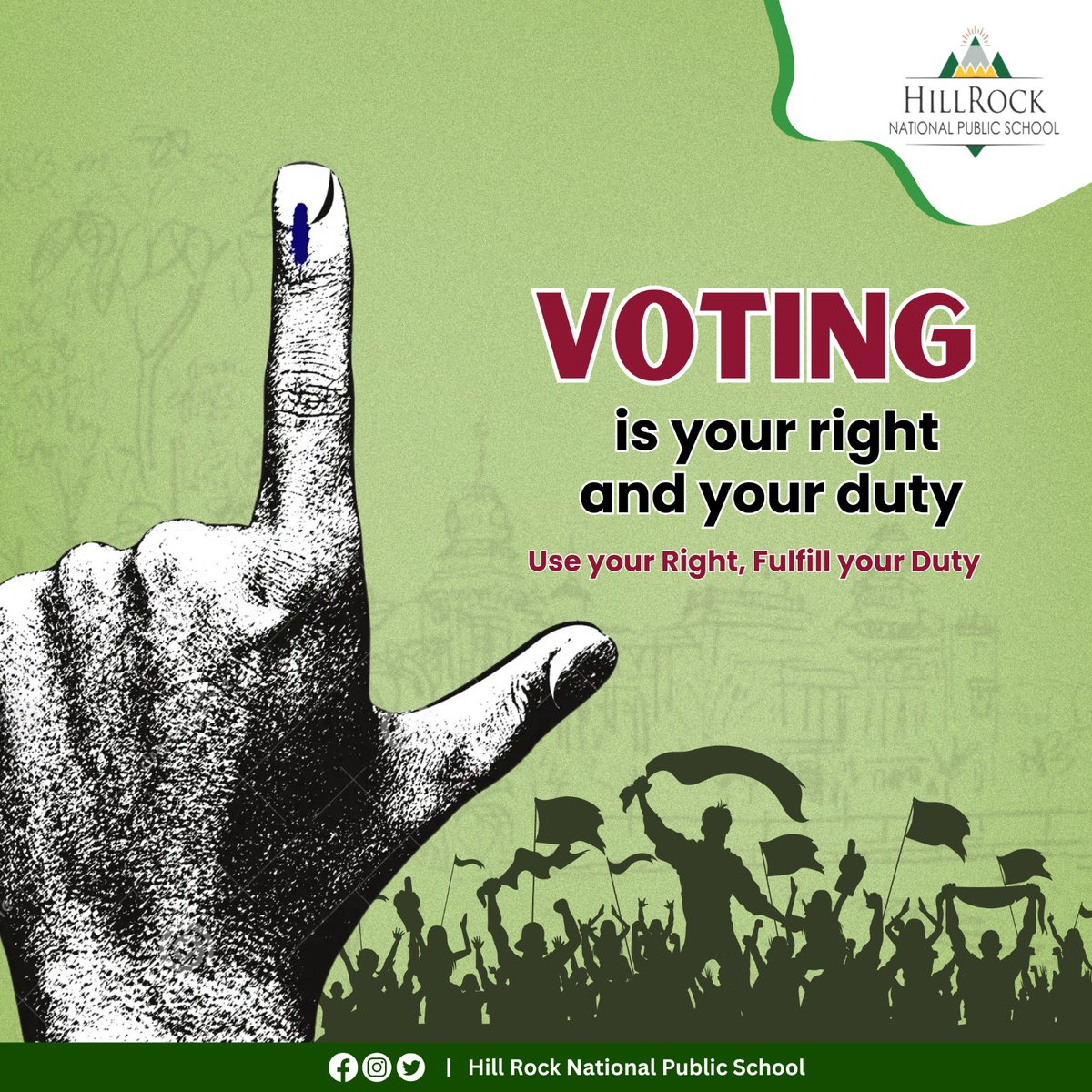 Exercise your right to vote and shape our future! 🗳️ Every voice counts on #ElectionDay. Let's work together for a brighter tomorrow.

 #YourVoteCounts #HillRock #Education #Bangalore