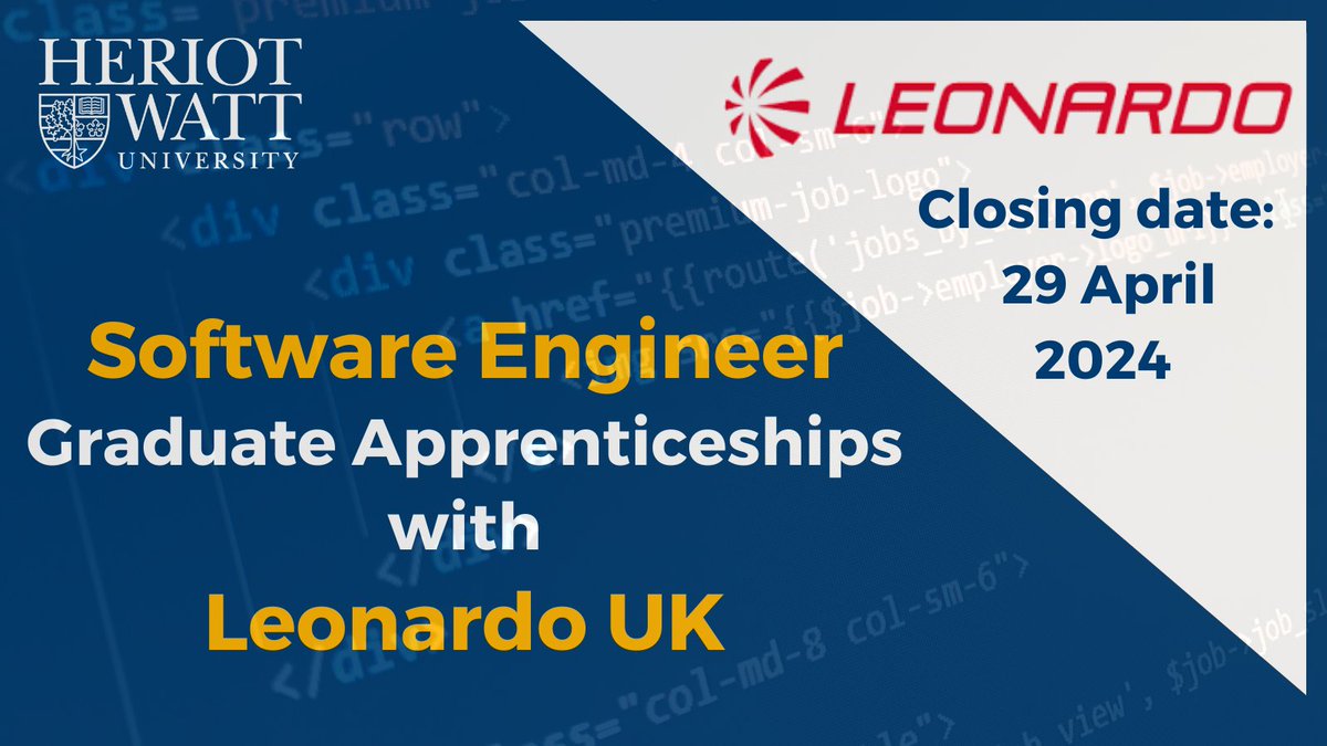 🚨 LAST CHANCE to APPLY 🚨 There's still time - JUST - to apply for these fantastic #SoftwareEngineer careers with @Leonardo_UK. 📅 Closing date is 29 APRIL Apply direct here👉bit.ly/4btHjxP Please share with anyone you think may be interested!