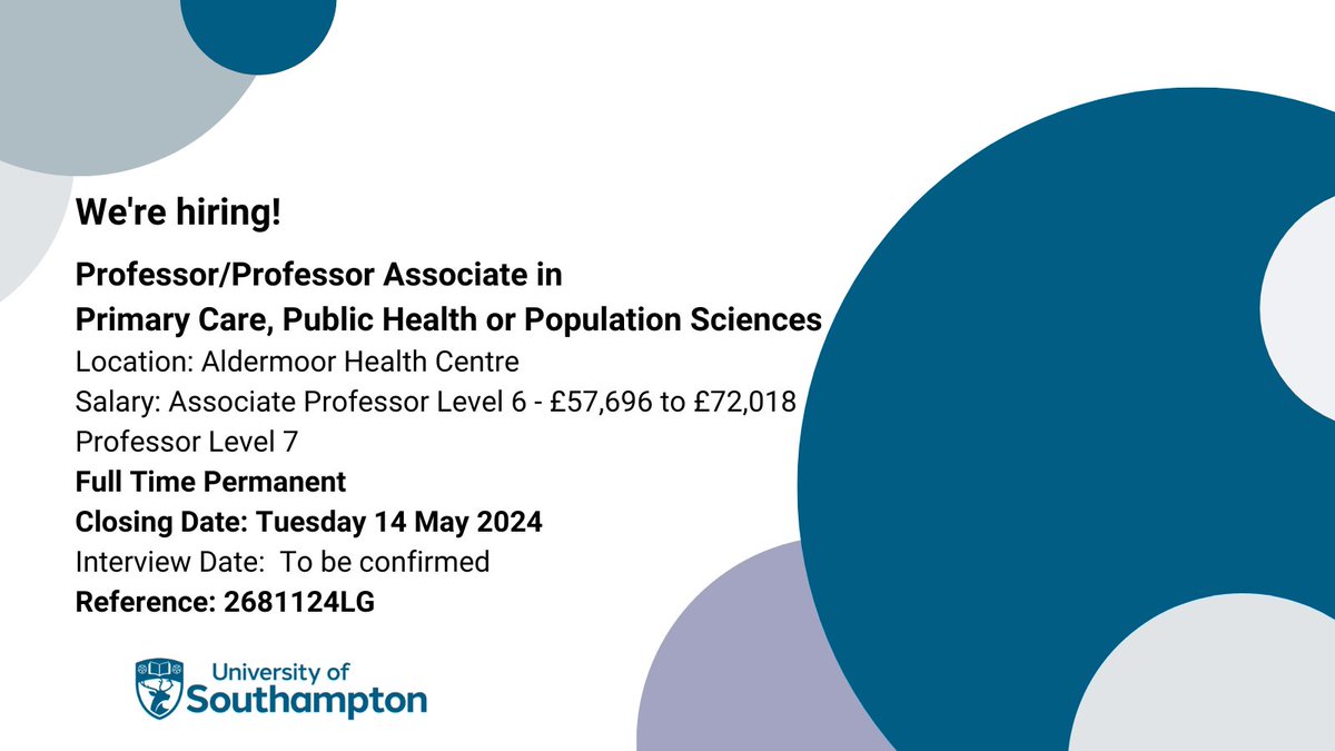 Would you like to join us? We are welcoming applications from those who conduct outstanding research with impactful and influential outcomes. Find out more 👇 jobs.soton.ac.uk/Vacancy.aspx?r… #professor #academiclife #researcher #AcademicTwitter