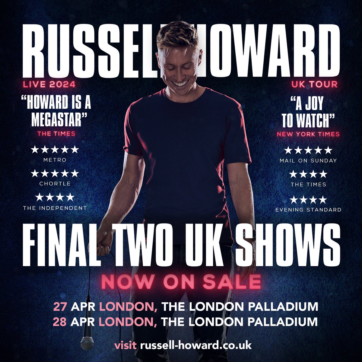 .@russellhoward performs the final two UK shows on his sold-out tour at the @LondonPalladium tonight and tomorrow