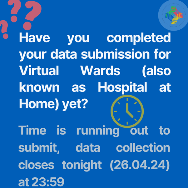 Data collection for the ward overview and clinical case review sections of our Virtual Wards (also known as Hospital at Home) closes today! Our 3 surveys are open for another 2 weeks. #NHSData #VirtualWards #HospitalatHome