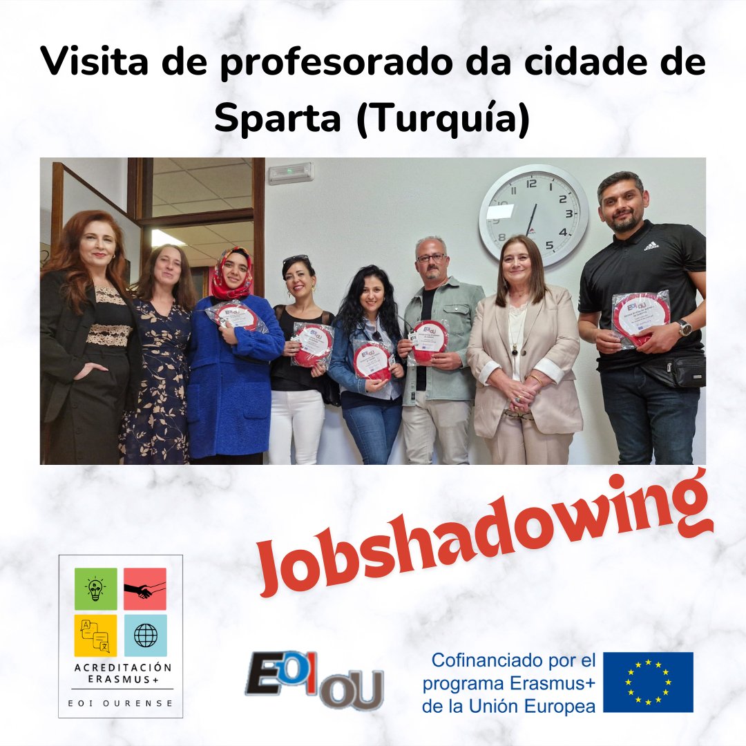 Un grupo de profesores de un centro educativo de Sparta (Turquía) visitaron la EOI para hacer Jobshadowing.

¡Esperamos que la visita haya resultado positiva y enriquecedora!

#erasmusplus #jobshadowing #councilofeurope