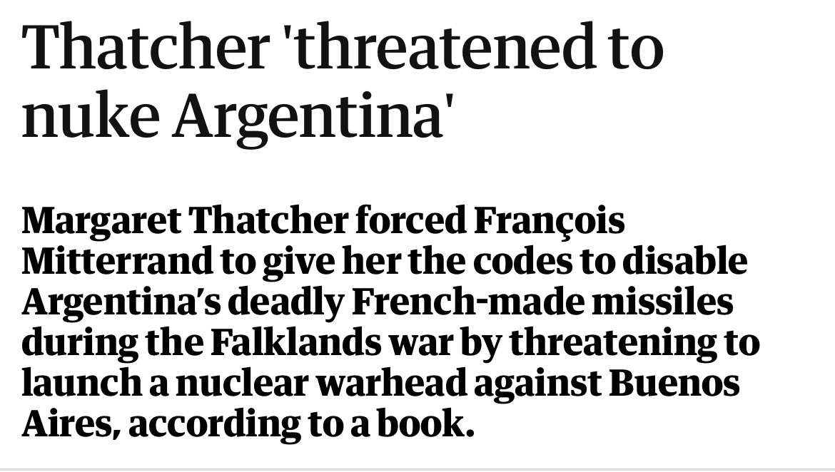So you mean the French had to act to difuse Thatcher's ridiculously out-of-pocket nuclear warmongering? And people say the French are the unhinged ones?
