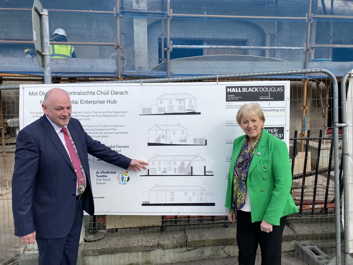 Great to be in Newbliss this morning to see how work is progressing on renovating the former courthouse into a new enterprise & community hub - a €2.4m investment as part of #OurRuralFuture