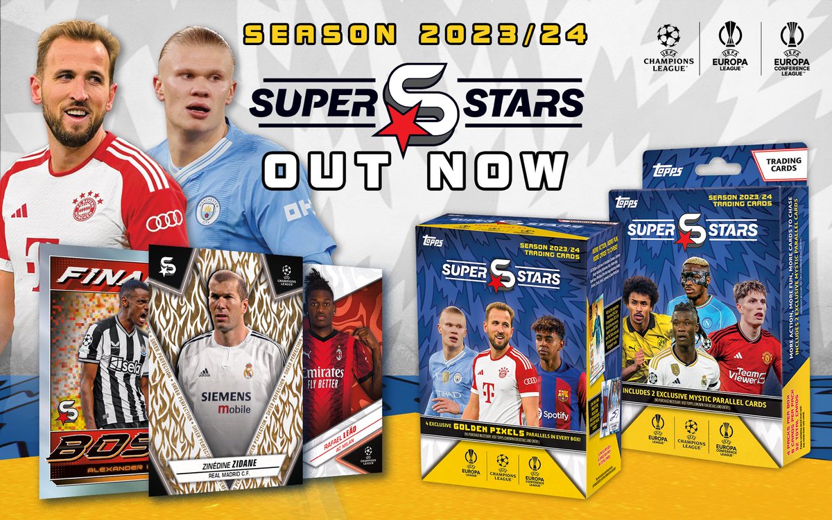 Topps UCC Superstars returns for 2️⃣0️⃣2️⃣3️⃣ / 2️⃣4️⃣ and is OUT NOW! ✨ Returning after a strong debut season, Superstars escalate in rarity with a stunning range of parallels and autographs to be found ✨✍️ 🔗 uk.topps.com #Superstars #UCC #UCL #UEL #UECL #TheHobby