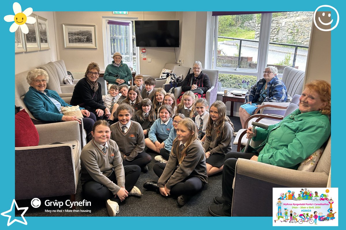 The celebrations continue in Dolgellau during the Global Intergenerational Week when the children from Ysgol Bro Idris visited their friends in Hen Felin. The smiles says it all 😊

#GIW24 #morethanhousing