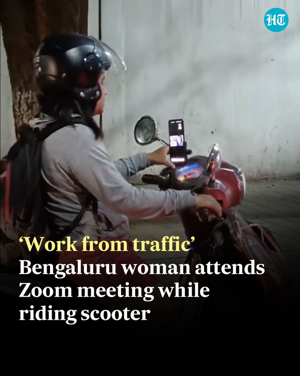 #ItsViral | The video of a woman in #Bengaluru attending a #Zoom call while riding a scooter was shared on X (formerly Twitter). Watch full video here: hindustantimes.com/trending/traff…