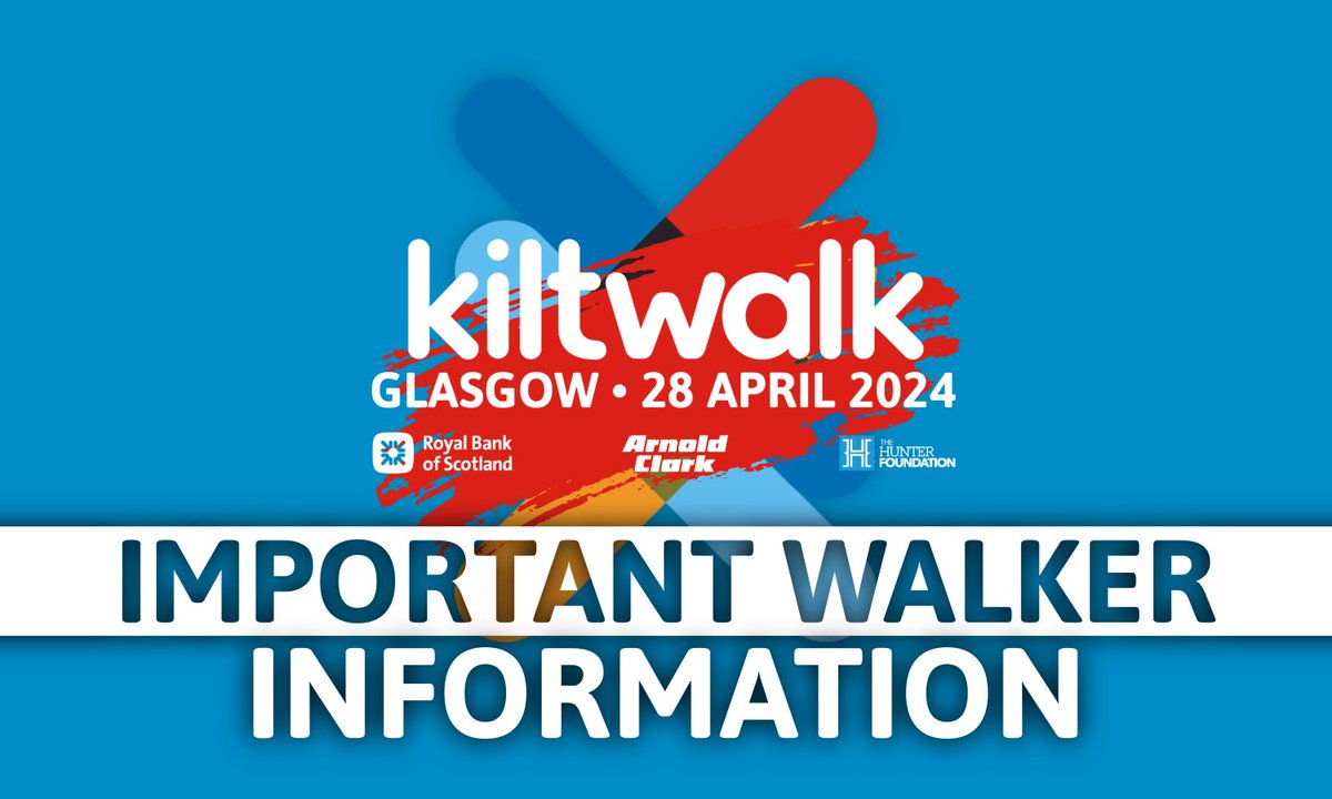 Checkpoints will be placed throughout the route to check your ID badge. Glasgow Kiltwalk is a sell-out event, it is vital for everyone's safety that only registered Kiltwalkers are taking part. Have your Kiltwalk Lanyard & ID Badge CLEARLY VISIBLE at all times during the event.