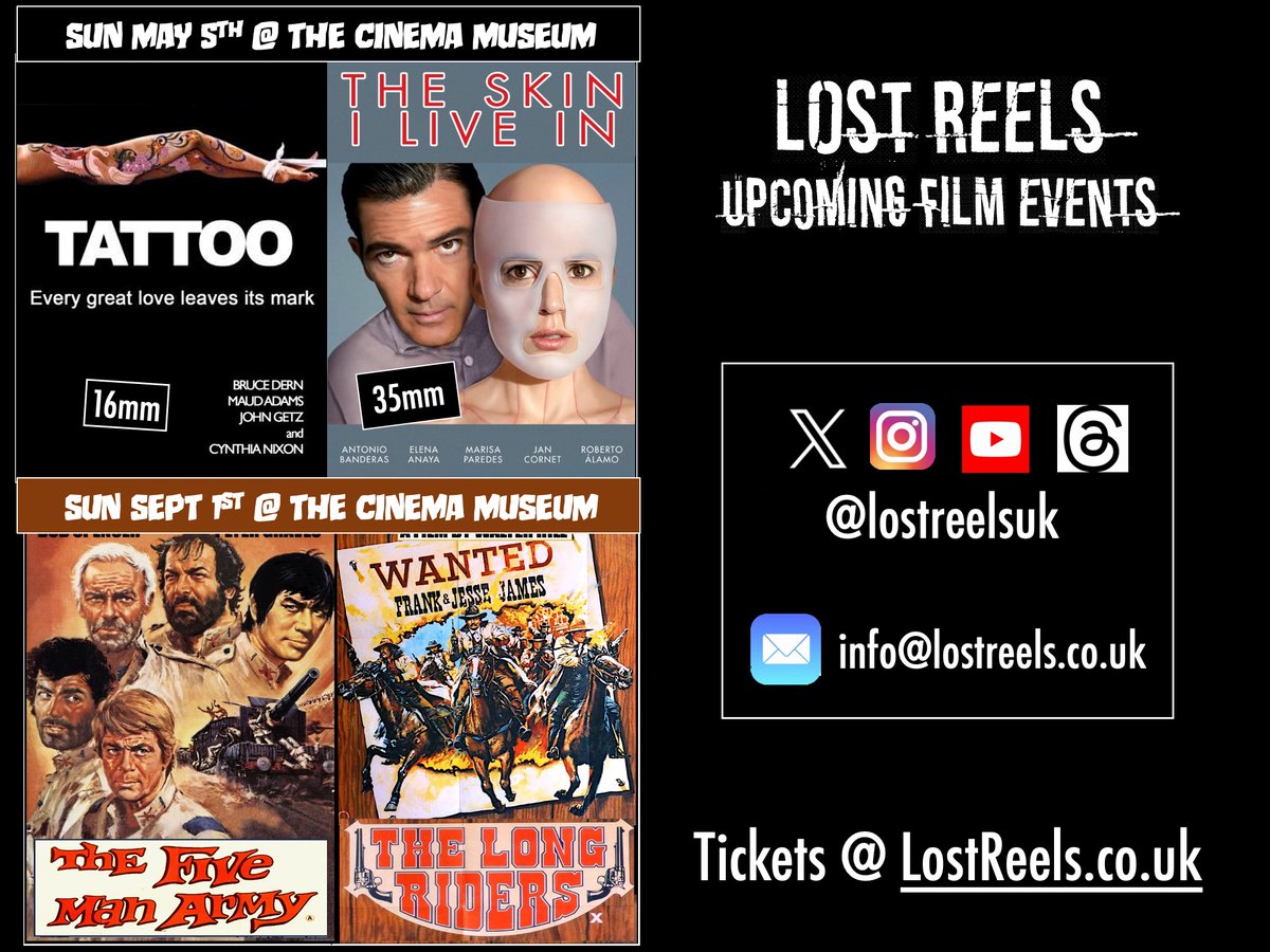 New pinned tweet...hoping to slide in an additional screening event between these two double bills, but for now, here's the slate! Tickets from lost reels.co.uk or @CinemaMuseum.