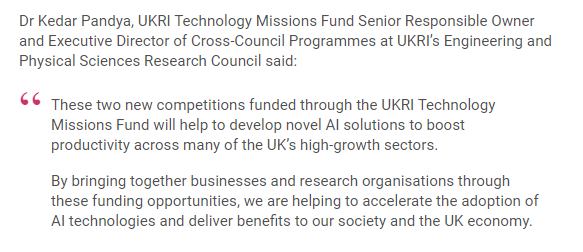 New competitions launched today🚨 Funding available for small or medium business looking to develop AI solutions to address a business challenge in areas including agri-food, transport, construction and creative industries. Apply by 8 May 2024: orlo.uk/j3M6l