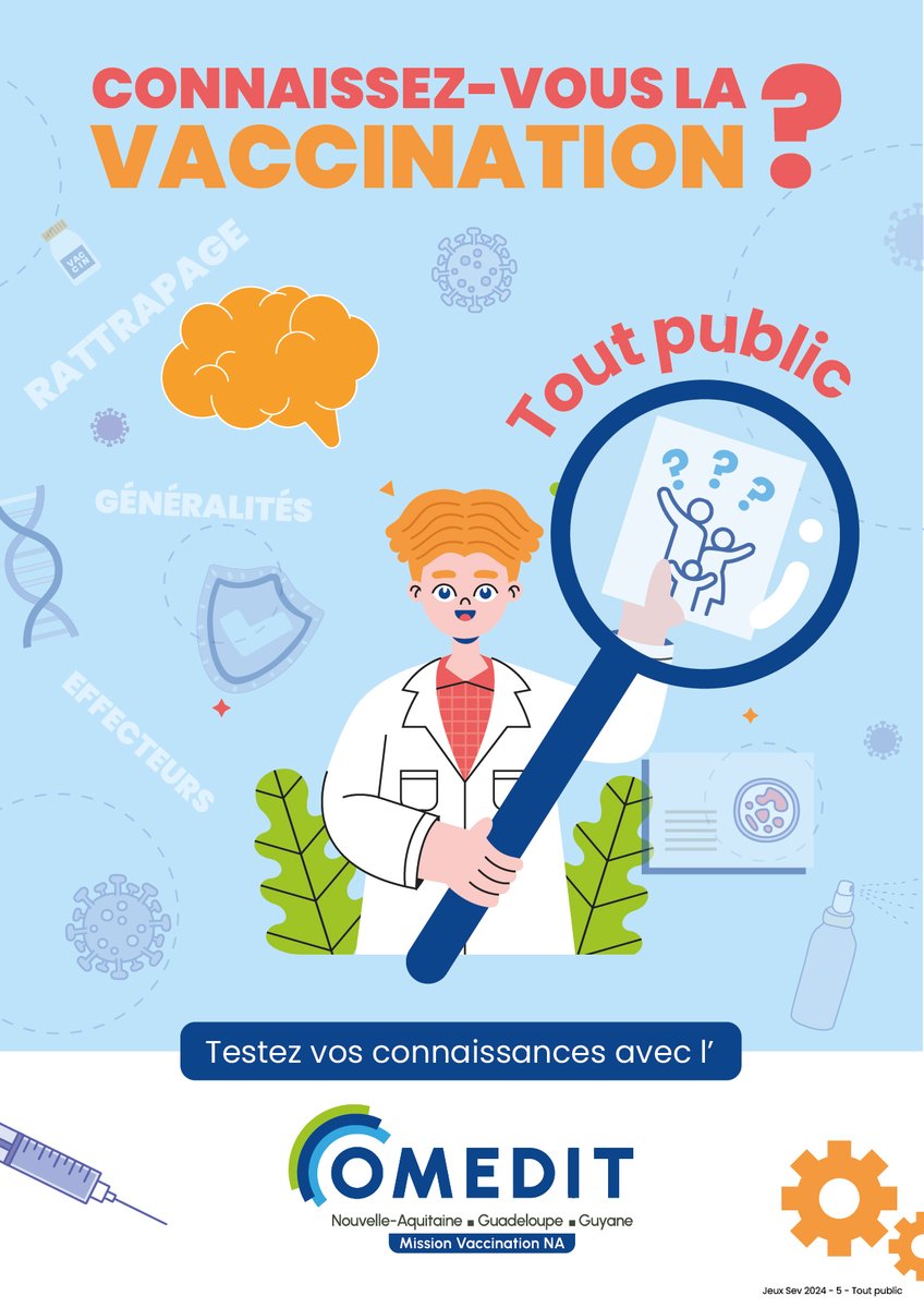 🎉 #SEV2024 #VaccinerProtéger
[🗝️] Laissons derrière nous l’approche par âges clés pour découvrir des notions essentielles en vaccination : #rattrapage #vaccinal, #effecteurs (vaccinateurs) et #vaccinologie. 
🎁 Un jeu bonus et des outils pour les #migrants #primo-arrivants 
1/x