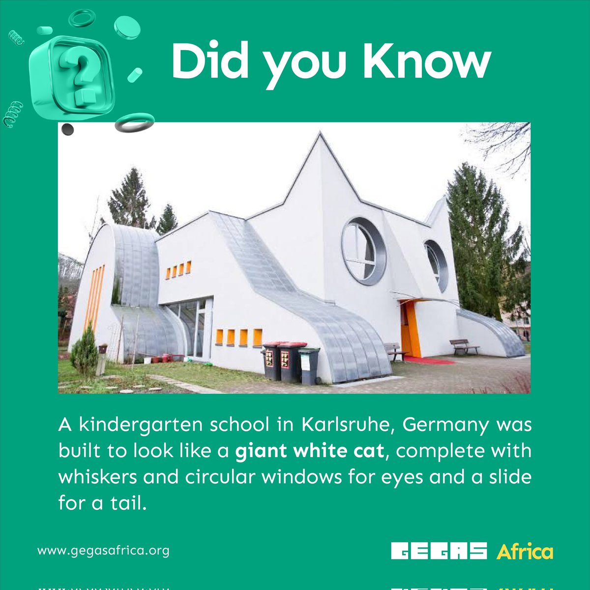 #didyouknow

The Pupils enter through the 'mouth' of the cat, and once inside, it's a typical school environment. The cat's tail at the back of the building doubles as a fun slide for the kids to enjoy.