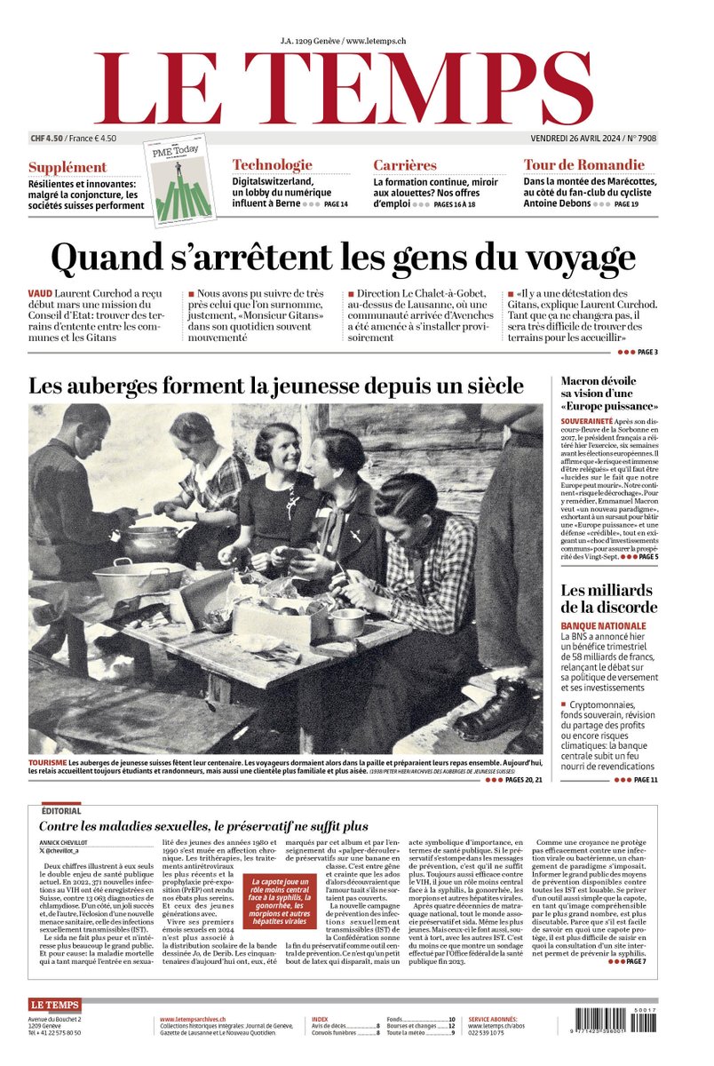 🗞️Voici la une du journal @LeTemps de ce vendredi!