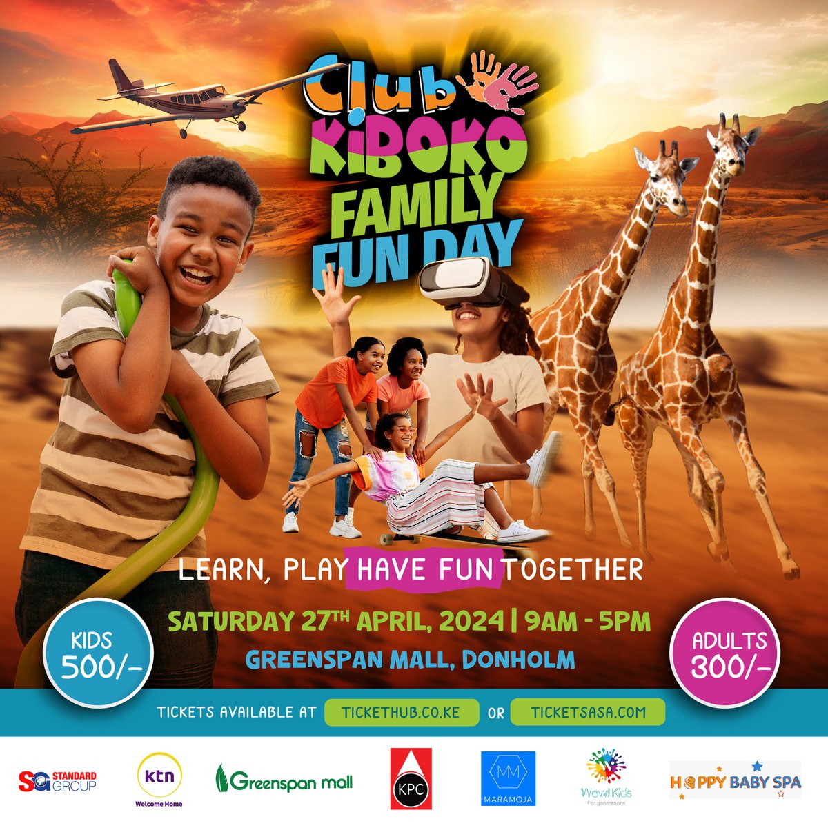 🎉 The anticipation is soaring as we gear up for Club Kiboko Family Fun Day TOMORROW! 🌟 Get ready for an epic day of adventure, laughter, and family bonding at Greenspan Mall, Donholm! 🥳😁 Secure your tickets now🎈👇 tickethub.co.ke/event/music-an… #ClubKibokoFamilyFunDay