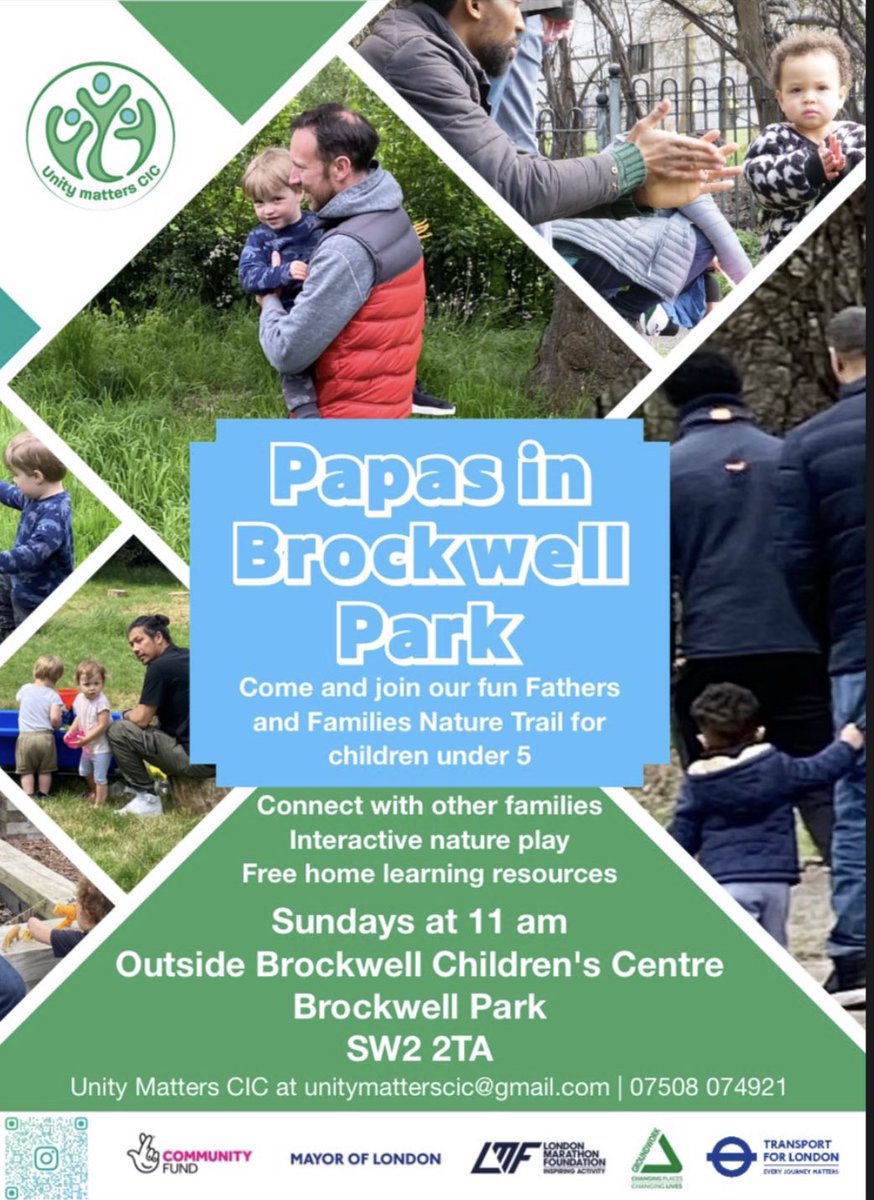 🌳👨‍👧‍👦 Calling all #DADS! Explore nature with your little ones at Brockwell Park this Sunday! Enjoy a delightful Fathers & Families Nature Trail, meet fellow families, and indulge in interactive play. Don't miss out & please #share! 🌿 #FamilyFun #BrockwellPark #park #lambeth