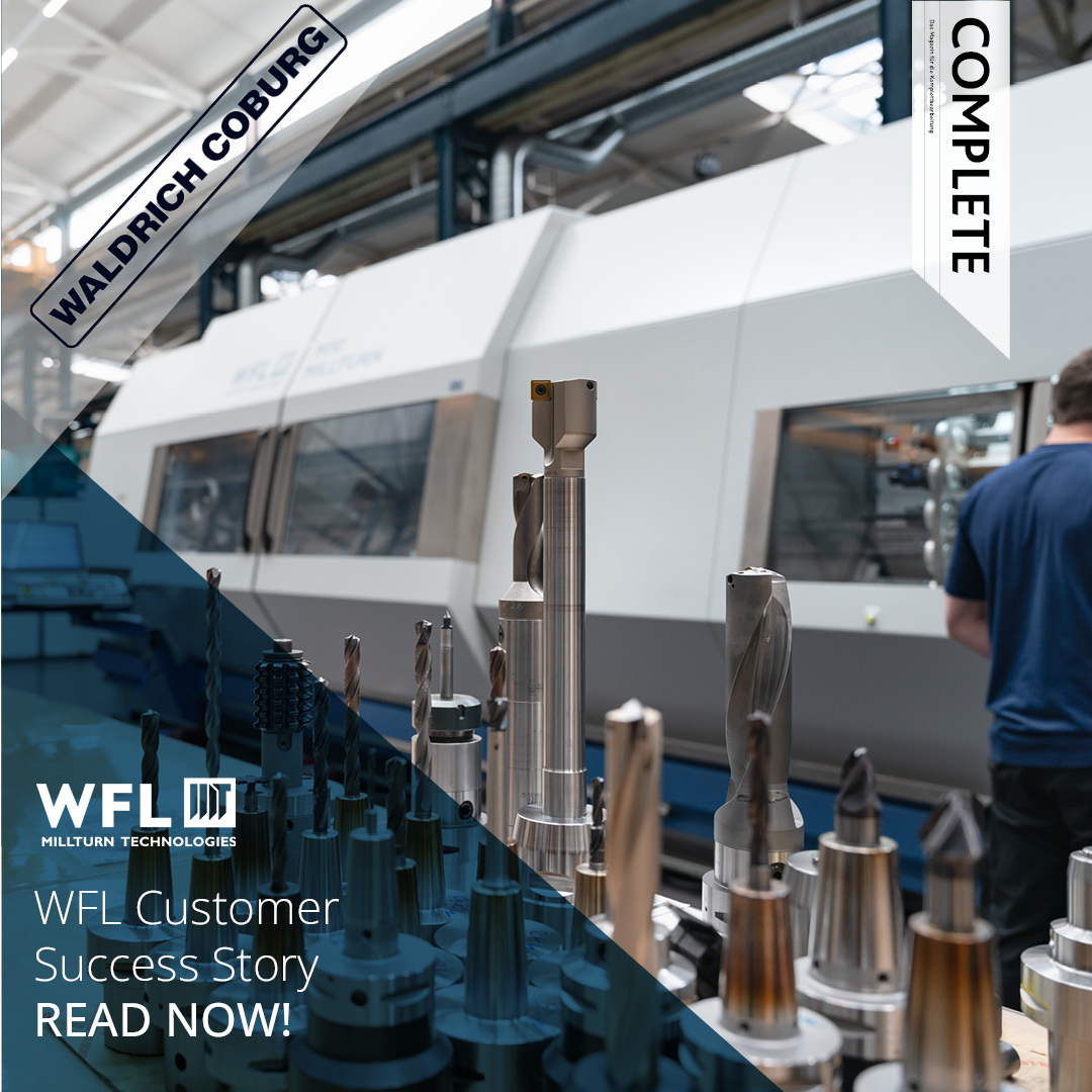 WALDRICH COBURG célèbre l'intégration de l'usinage complet avec un MILLTURN M50 / 3000 mm. Tournage, fraisage, perçage, taillage d'engrenages, perçage de trous profonds et usinage intérieur sont possibles sous tous les angles. #WFL #complete #MILLTURN #usinage #smartfactory