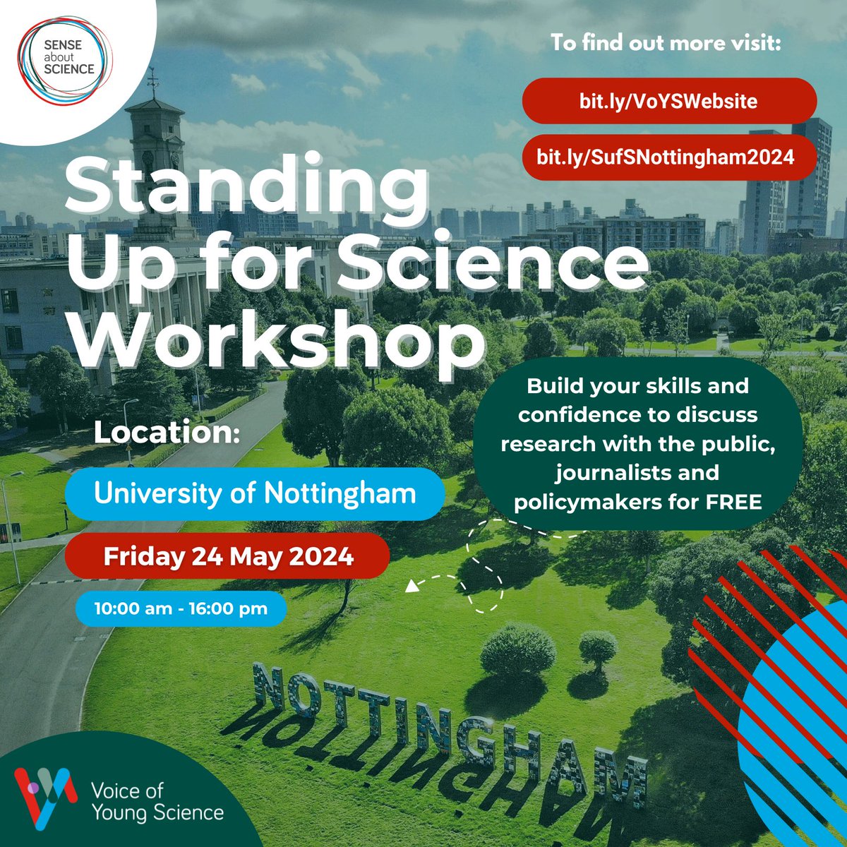 Apply for your free place at @voiceofyoungsci's ‘Standing up for Science’ workshop on 24 May at the University of Nottingham bit.ly/SufSNottingham…
