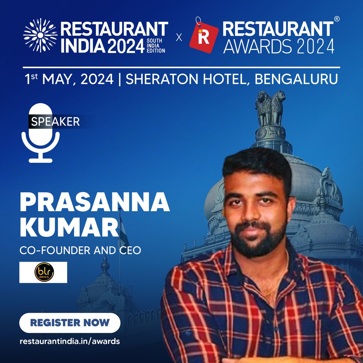 We are thrilled to announce Prasanna Kumar. founder and CEO of BLR Brewing Co. as a speaker for Restaurant India 2024 South India Edition! 1st May 2024, Hotel Sheraton Grand, Brigade Gateway, Bengaluru Register Now: rb.gy/k3q5yf #RA2024 #FoodAndBeverage #Industry
