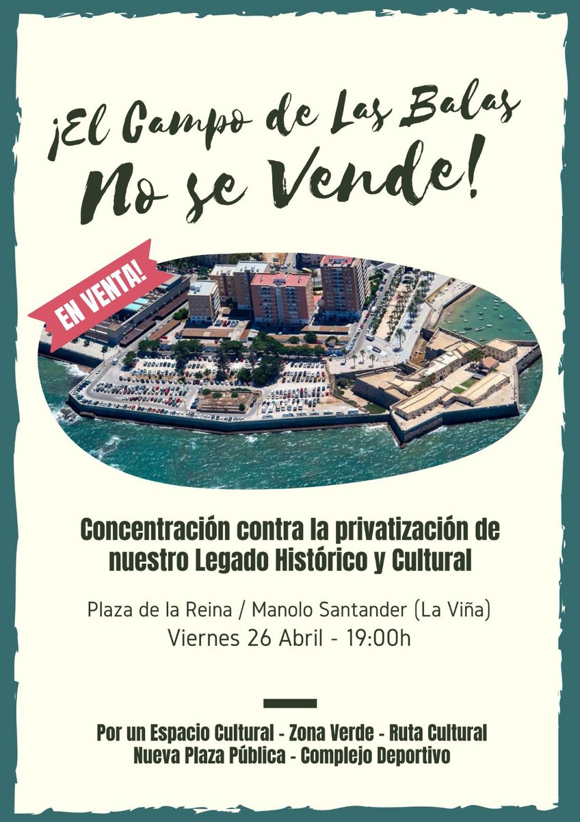 Hoy, a las 19:00 horas en la Plaza Manolo Santander, decimos: ¡¡¡El Campo de las Balas no se vende!!!