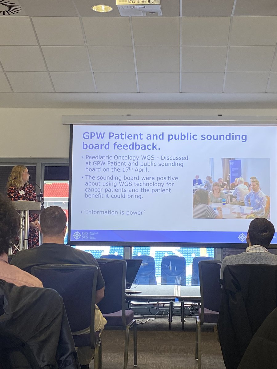 Brilliant talk from Ruth Young from All Wales Medical Genomics Service @MedGenWales explaining the Whole Genome Sequencing project for paediatric oncology patients in Wales. Very exciting work - @GenomicsWales Sounding Board quoted ‘Information is power’ #CancerNetworkGenomics