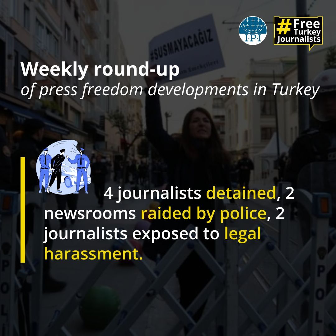 #Turkey: Several journalists detained, several exposed to legal harassment. Newsrooms raided by police. Here is our weekly round-up of #pressfreedom developments in the country. 🧵