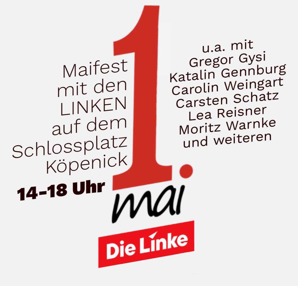 Heraus zum #1Mai 🚩 Für sichere Jobs, gute Löhne, faire Arbeitsbedingungen, Frieden & Solidarität 🌺 Her mit dem schönen Leben für alle ✊🏻 Alle Infos zu unseren Maifesten ➡️ dielinke.berlin/erster-mai/