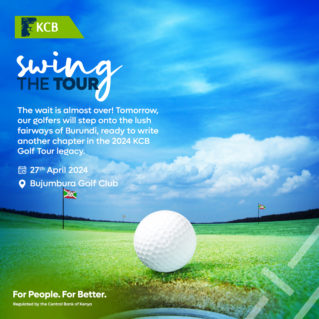 The wait is over! ️‍ ​
The 2024 KCB EA Golf Tour swings into action tomorrow, April 27th, at the beautiful Bujumbura Golf Club. ​
Stay tuned on our social media pages and @BPRbankrw to  witness the next chapter unfold!​

#ForPeopleForBetter #KCBEAGolfTour2024 #KCBNiYetu