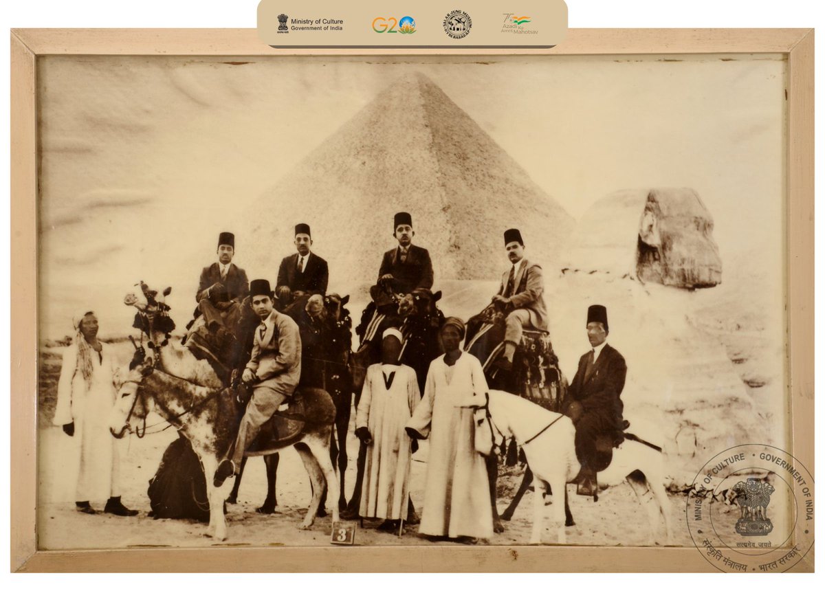 In the year 1928, Nawab Mir Yousuf Ali Khan, Salar Jung III travelled to Egypt. This photograph captures Nawab's presence in Egypt with the Pyramid of Giza and the Sphinx in the background.

#SalarJungMuseum #SalarJungIII #Egypt