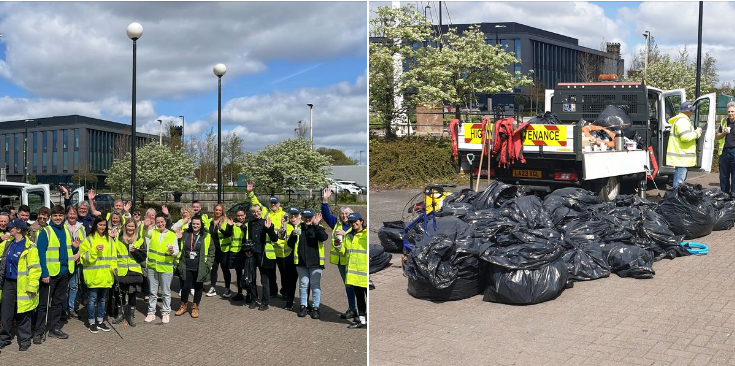 What a result! A great turn out to #cleanup #egertondock for the nesting #swans. Just some of the amazing people who helped clean up from The Contact Company and The Canal & River Trust.  The 2nd pic shows the bags of rubbish collected in 1 HOUR! #earthyday #canaltrust  #wirral