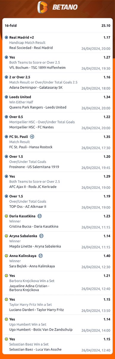 25 odds BETANO 🎯🔞 Register here: bit.ly/4cwiNwo Click this link to load game: betano.ng/mybets/2020131… Booking code: TY2J17GR Promo code: KING365 Bet responsibly