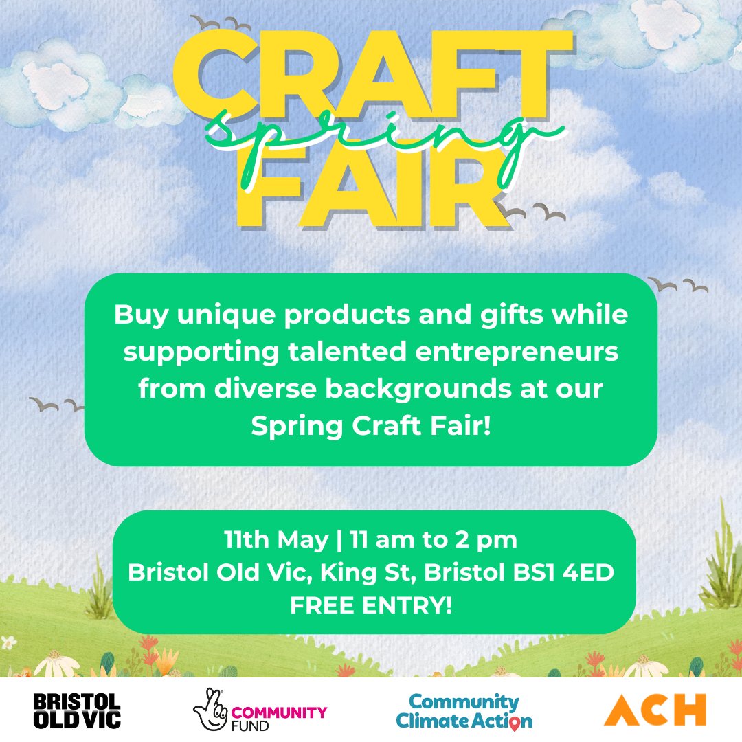 Mark your calendars for the 11th of May and join us at our upcoming craft fair to celebrate the spring season with a variety of delightful treats! 🌸 Entry to the ACH and Bristol Old Vic Craft Fair is free and places do not need to be booked. @bristololdvic1766