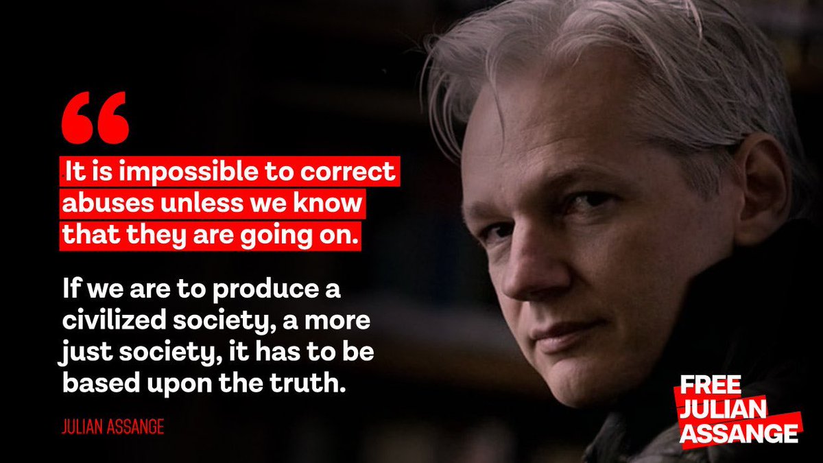 Julian Assange: 'If we are to produce a civilized society, a more just society, it has to be based upon the truth” #FreeAssangeNOW 

UK court extradition decision: May 20
#JournalismIsNotACrime