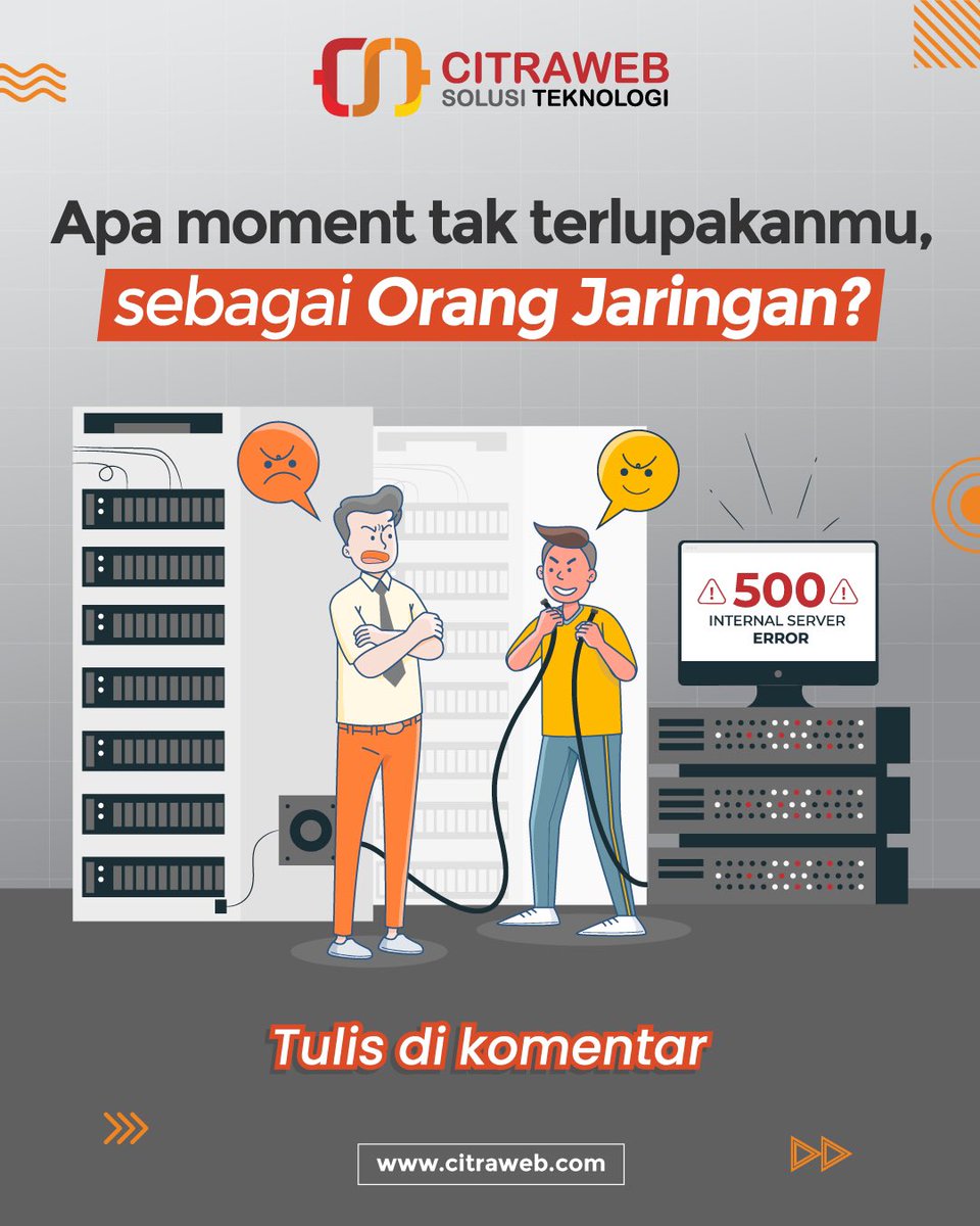citraweb_com's tweet image. Apa Moment tak terlupakanmu sebagai Orang Jaringan?
Ceritakan di komentar yuk!

___
Pembelian perangkat jaringan melalui:
🛒 citraweb.com/shop/

#ITSupport #NetworkEngineer #RouterMikroTik #ServerNetwork #Citraweb #Networking #TeknisiJaringan #CitrawebSolusiTeknologi #CST