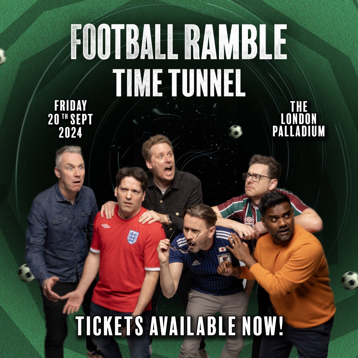 The Football Ramble! Friday night at the Palladium! I've enquired about trapdoors and fire regulations and whether a recursive bow counts as an offensive weapon TICKETS ARE ON GENERAL SALE NOW! footballramblelive.com