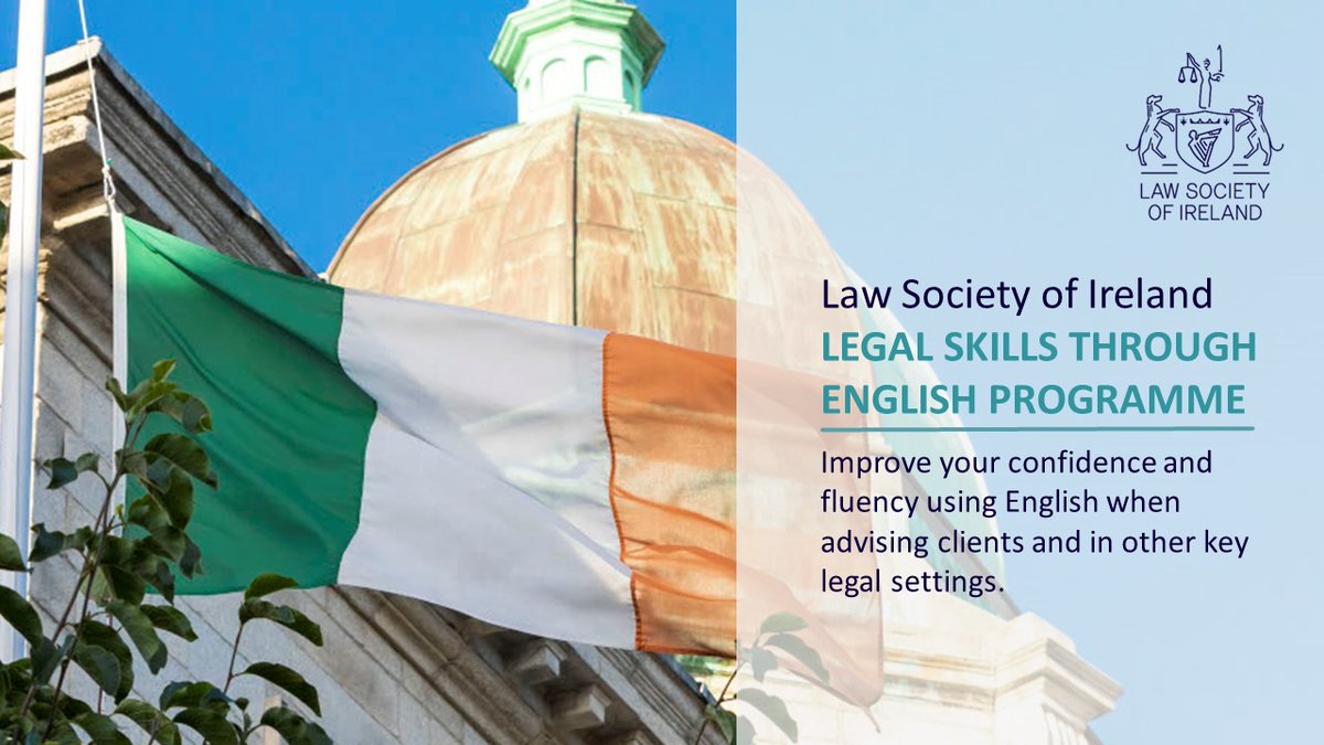 The Legal Skills Through English programme takes place at @LawSocIreland from 8-12 July. Join international colleagues to: ✅improve your legal & English skills, ✅network with international colleagues, and ✅discover Ireland. Learn more & register: tinyurl.com/3jvu4f4y