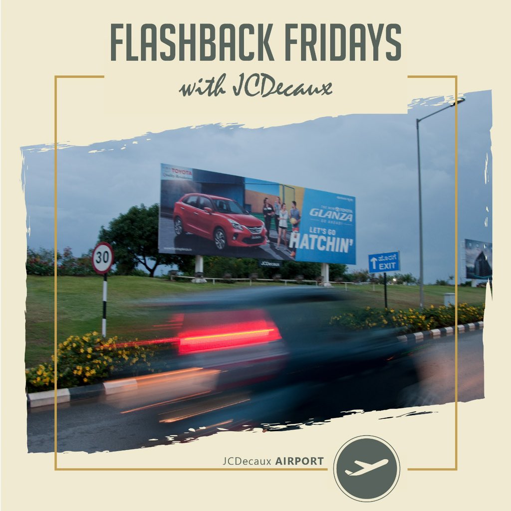 Bringing back the memories of the sleek Toyota Glanza on the road to Bengaluru Airport! 🚗 

#FlashbackFriday  #JCDecaux #JCDecauxIndia #JCDecauxIndia #OutdoorAdvertising #KIAB #JCDecauxCreativity #JCDecauxBranding #ooh #advertisingagency #outdooradvertising #creativeads
