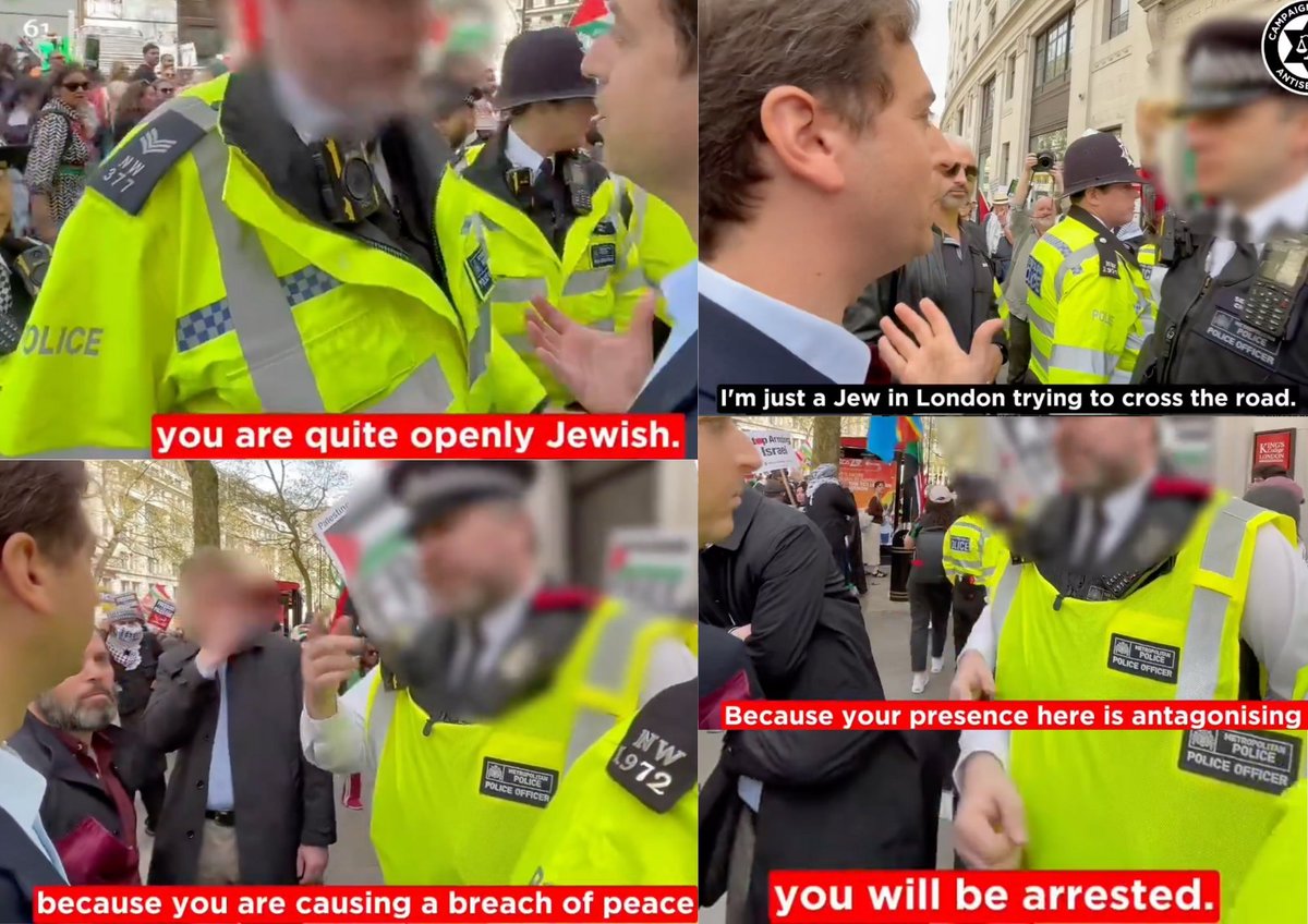 Last weekend, the Met threatened to arrest a Jewish man because being 'openly Jewish' was 'antagonising' a pro-Palestine hate mob. The Met then released a statement implying openly Jewish people must 'know they are being provocative'. How TF is Mark Rowley still in a job?!