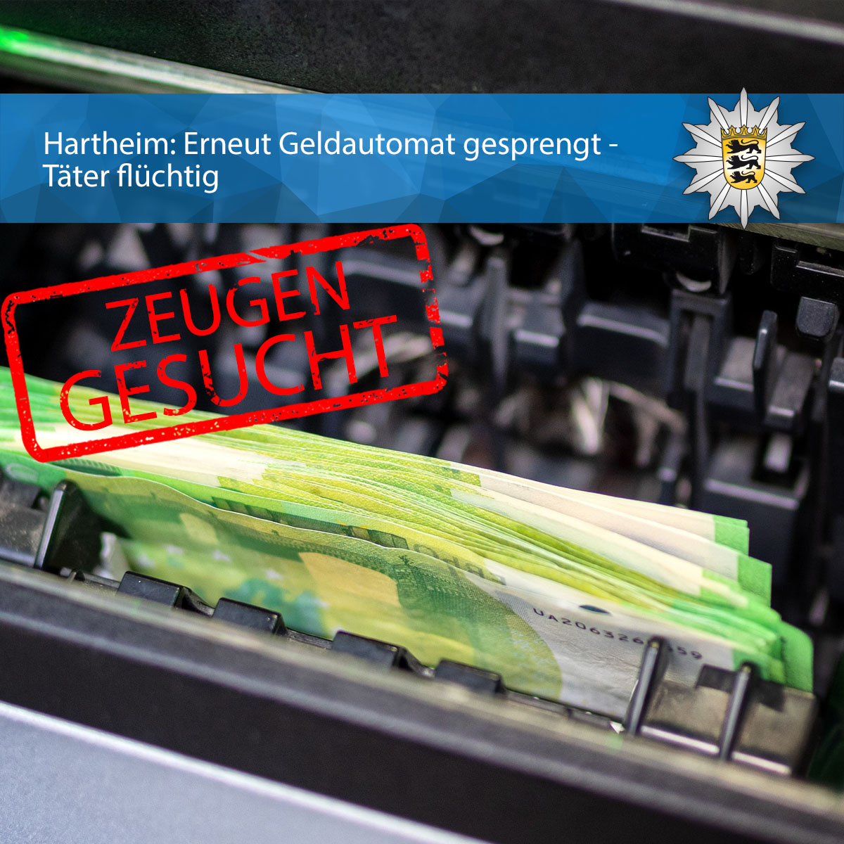 #Hartheim: Erneut Geldautomat gesprengt - Täter flüchtig

presseportal.de/blaulicht/pm/1…

#polizei