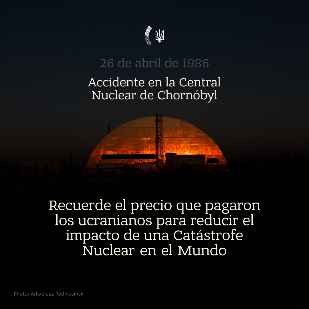 Hoy se cumplen 38 años del desastre de #Chornobyl.  Ucrania continúa velando por la seguridad nuclear, mientras que la ocupación rusa de la central nuclear más grande de Europa amenaza al Continente.  #PeaceFormula