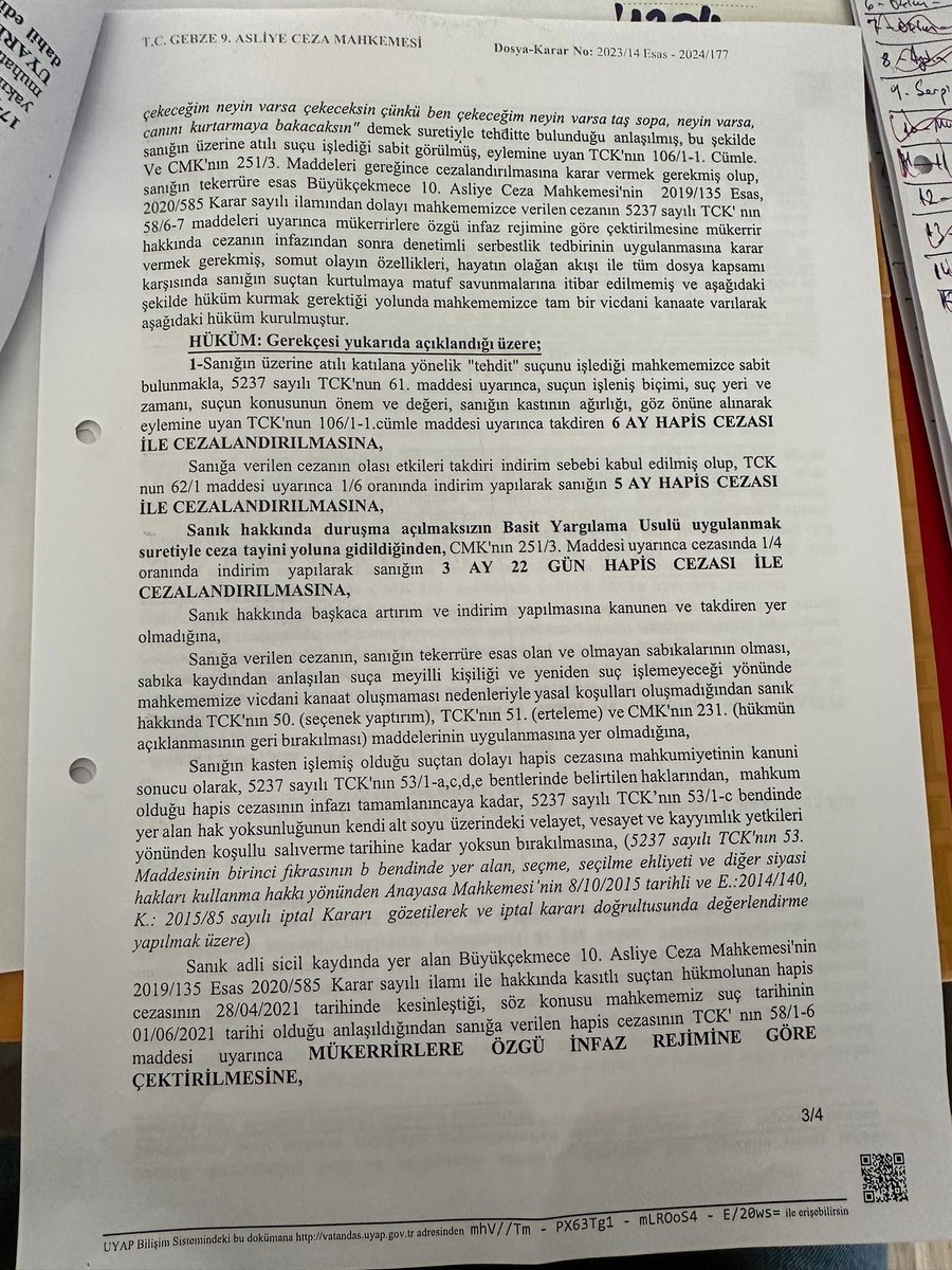 Şahsıma tehditler savuran Fatih Tezcan hakkında açtığımız davayı kazandık. 3 ay 22 gün hapis cezası aldı 😁