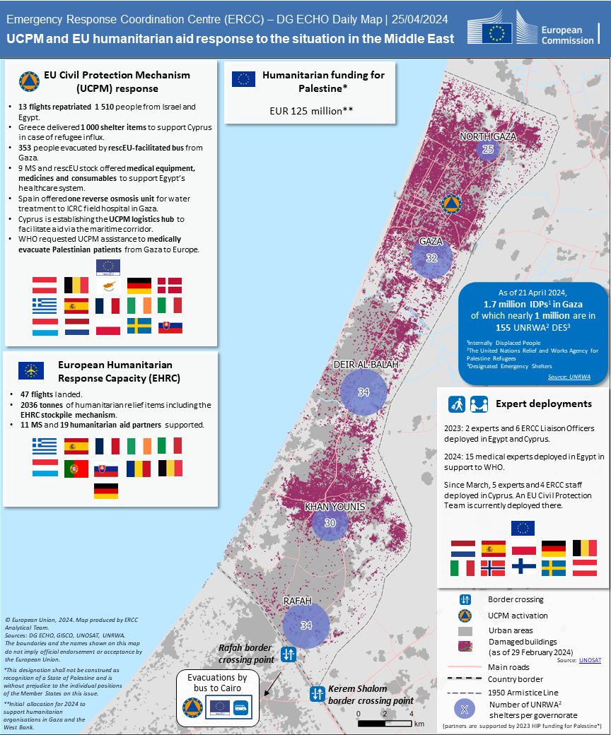 Daily map: EU civil protection and humanitarian aid response to the situation in the Middle East. 🗺️↓