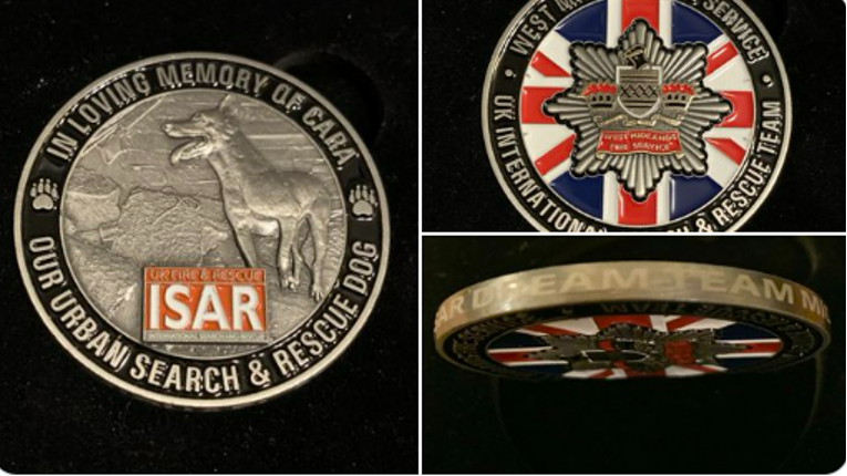 UK_ISAR_TEAM's tweet photo. It's #ChallengeCoinFriday: Celebrating Excellence and Dedication for #UKISAR!

Honouring a true hero! This special coin is a tribute to the incredible 'Cara' and her handler from #UKISAR. Their bond, dedication, and lifesaving efforts will forever inspire. #SearchAndRescue #K9Heroes
